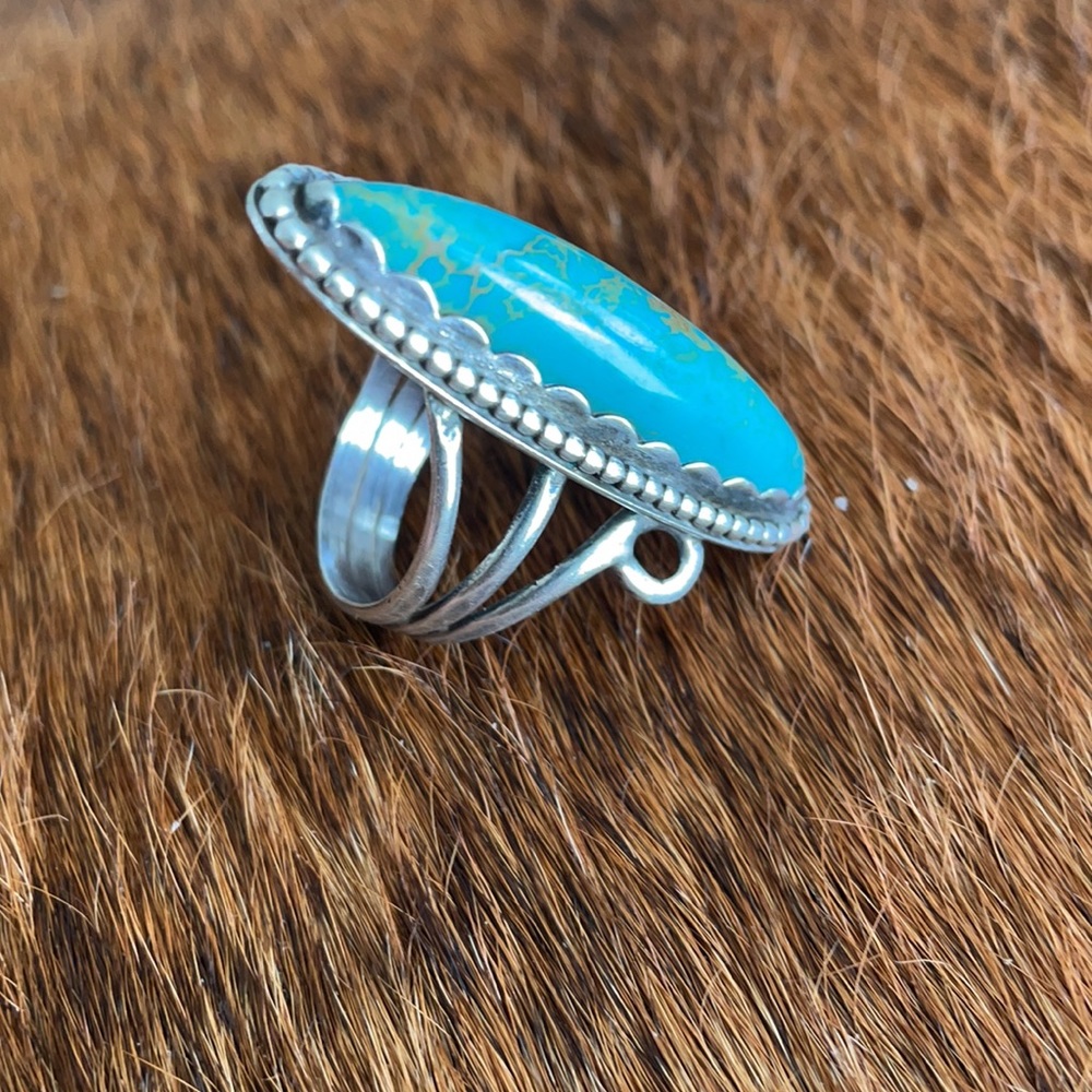 🎄Handmade Ladies Turquoise / Sterling Silver Ring - Picture 2 of 4